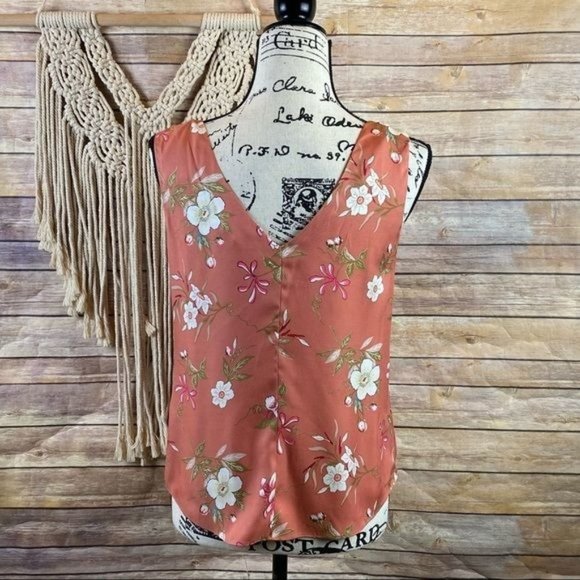 Rebecca Taylor | ‘Lita’ Sunset Floral Print Silk-Blend Tie Strap Tank Top Cami - Picture 4 of 8